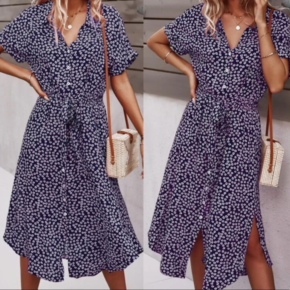 Boho floral print belted dress - Picture 3 of 5